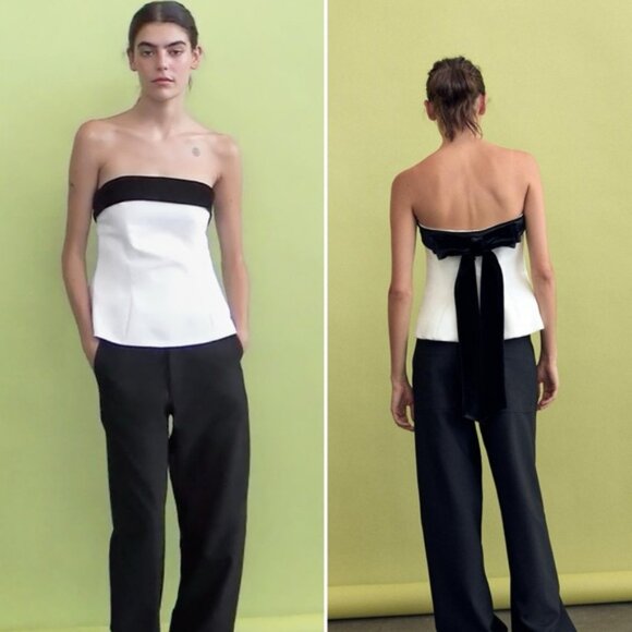 ZARA STRAPLESS BOW TOP - Picture 2 of 8